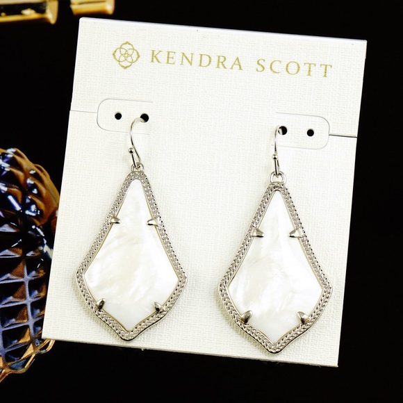 New Kendra Scott Alex Black Silver tone Earrings